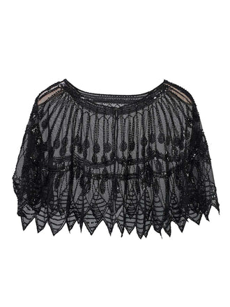 Mantello perline paillettes in rete vintage anni '20