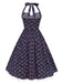 [Prevendita] Abito floreale in cotone con pizzo blu anni '50