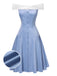 Abito da principessa in tulle con spalle scoperte blu anni '50