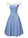 Abito da principessa in tulle con spalle scoperte blu anni '50