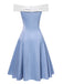 Abito da principessa in tulle con spalle scoperte blu anni '50