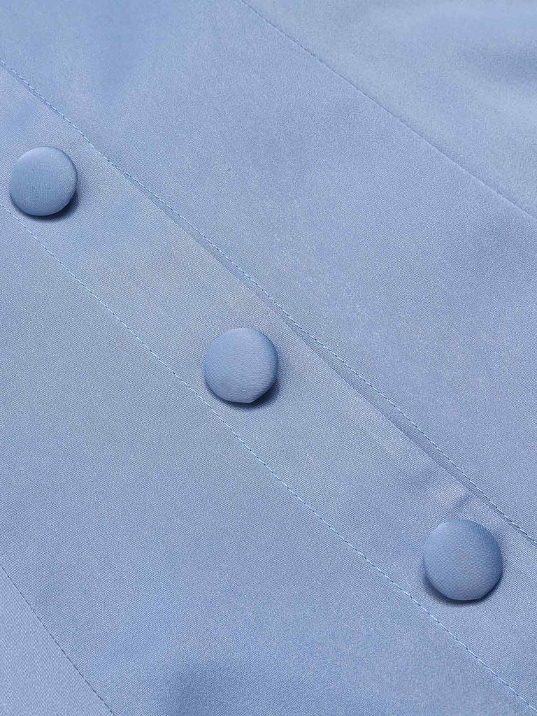 Abito da principessa in tulle con spalle scoperte blu anni '50