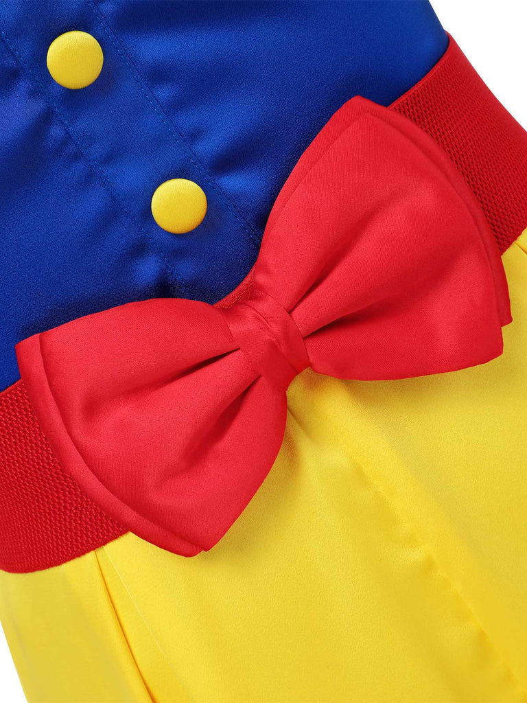 Tuta corta con cintura e fiocco scollo a cuore giallo anni '50