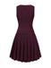 2PCS Top gessato e gonna a pieghe bordeaux anni '60