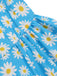 Abito scollo all'americana lacci e margherite blu anni '50