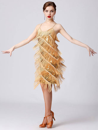 Abito Charleston con spalline nappe a strati anni '20