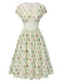 Abito beige maniche a cappuccio colletto in pizzo floreale anni '40