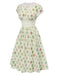 Abito beige maniche a cappuccio colletto in pizzo floreale anni '40