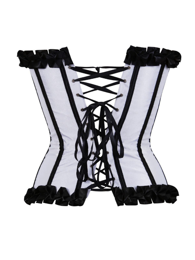 Corsetto patchwork con pieghe e fiocco con rilegatura anni '80
