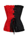 Corsetto gotico in jacquard con volant nero e rosso anni '80