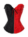 Corsetto gotico in jacquard con volant nero e rosso anni '80