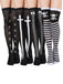 Calzini Nero Gotico Teschio Thigh High