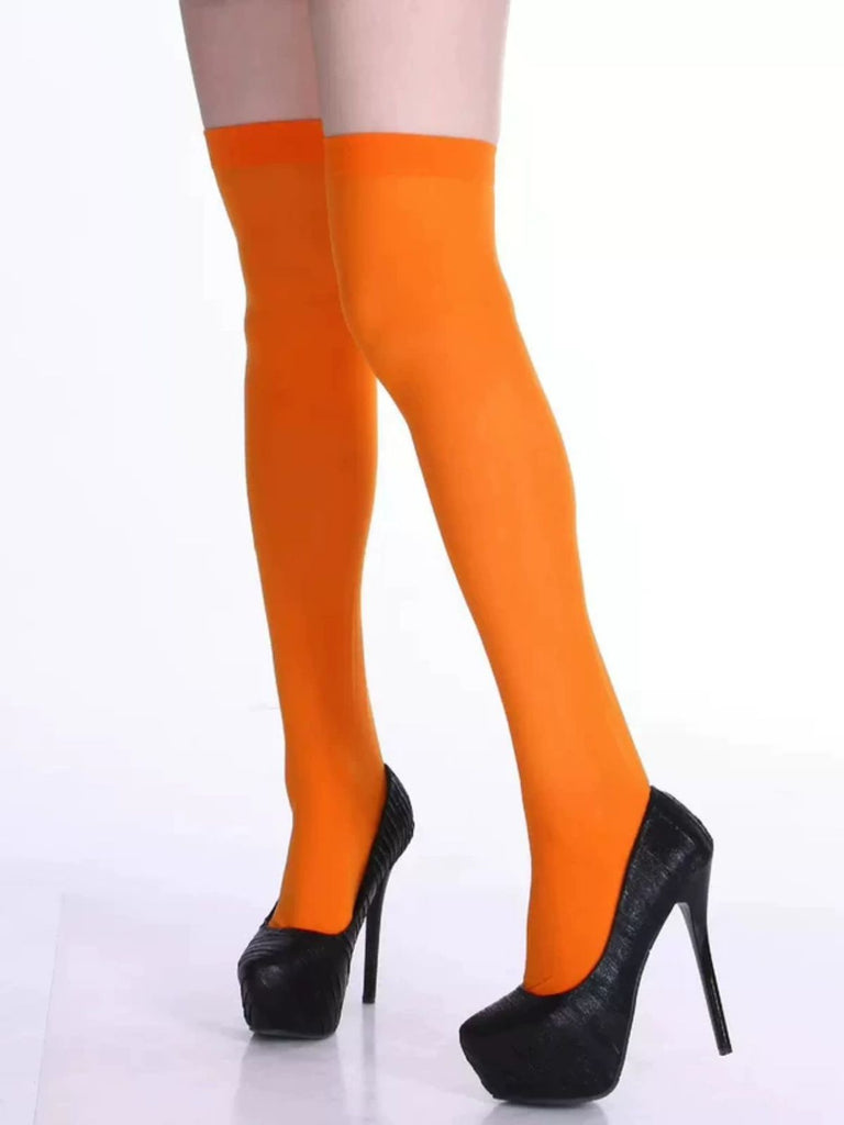 Accessori Arancione Tinta Unita Sopra Il Ginocchio di Halloween Costume Calze