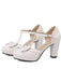 Scarpe Mary Jane con tacco grosso e fiocco
