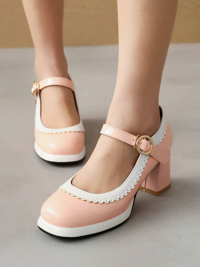 Scarpe con tacco alto Mary Jane Patchwork