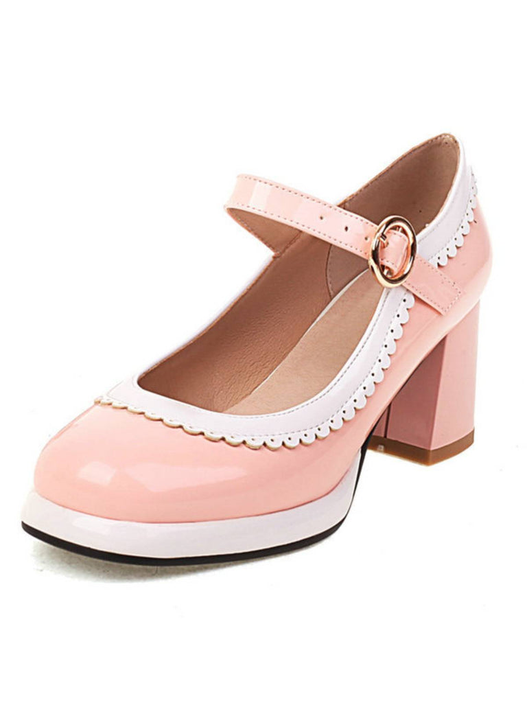 Scarpe con tacco alto Mary Jane Patchwork