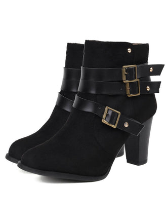 Scarpe con tacco alto in pelle scamosciata con cintura retrò