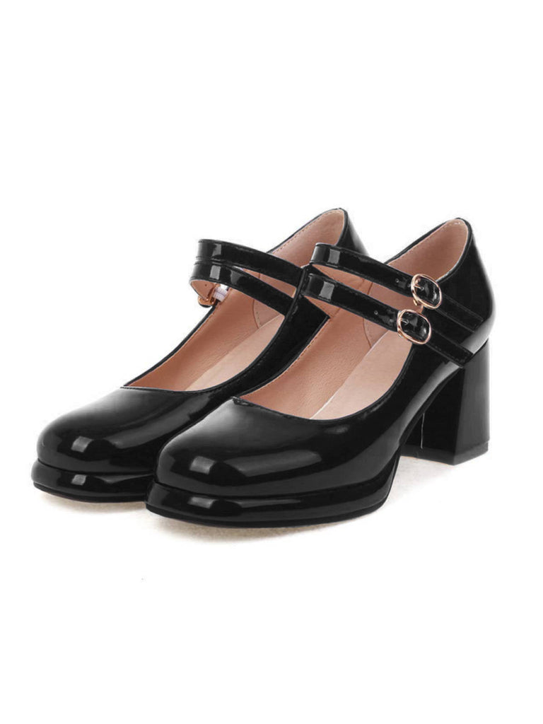 Scarpe con tacco Mary Jane con doppia fibbia