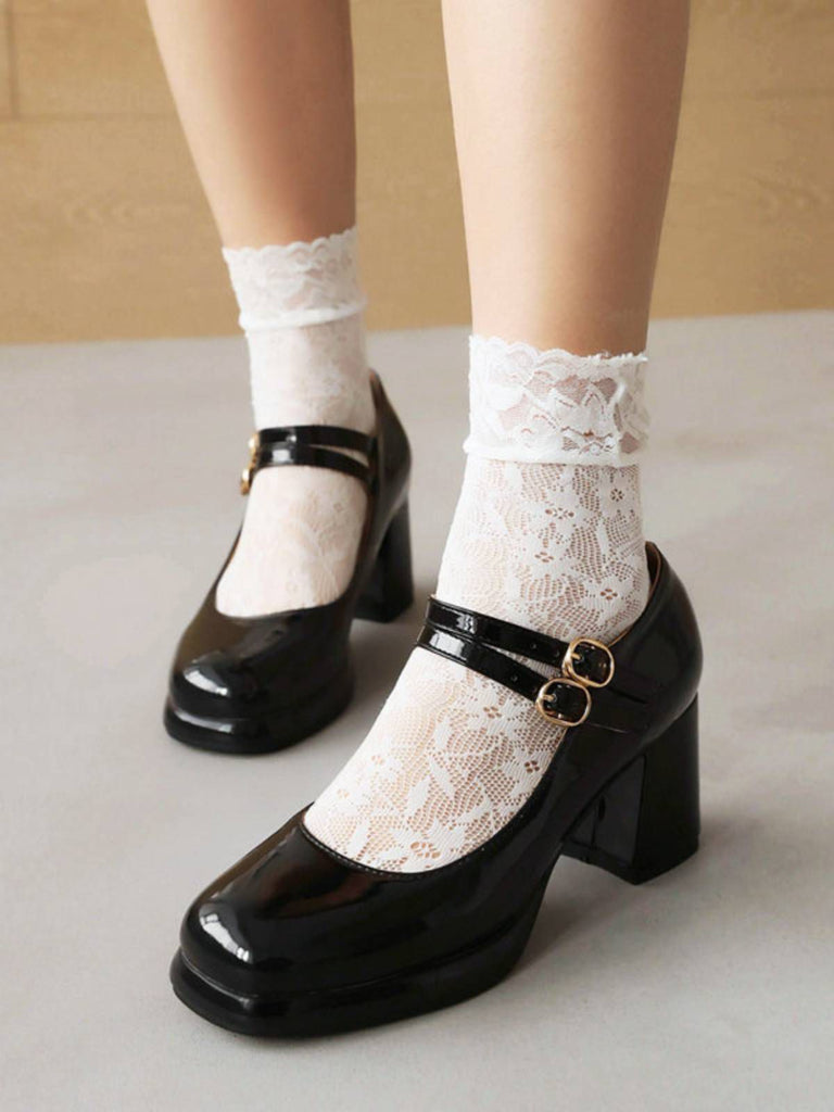Scarpe con tacco Mary Jane con doppia fibbia