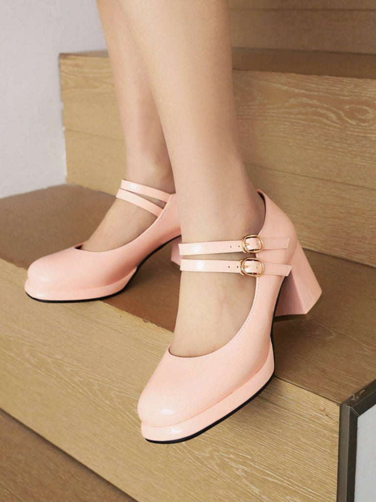 Scarpe con tacco Mary Jane con doppia fibbia