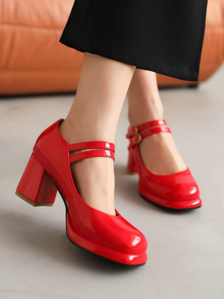Scarpe con tacco Mary Jane con doppia fibbia