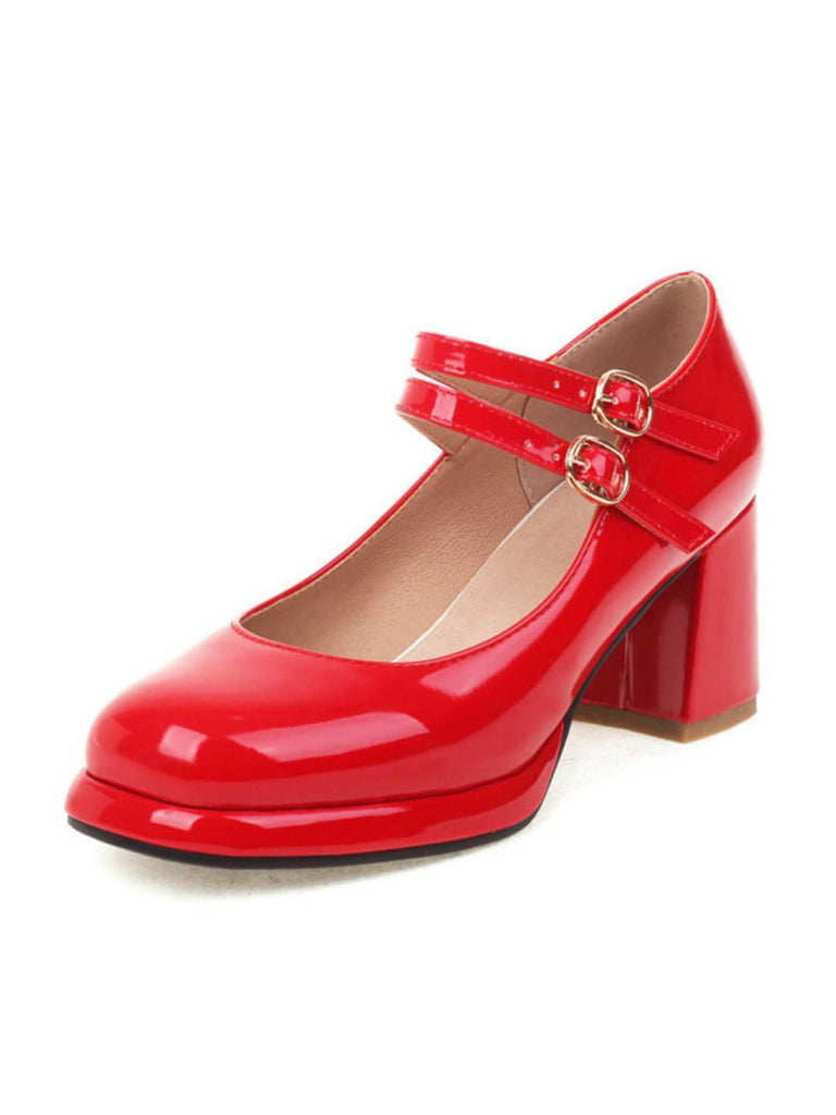 Scarpe con tacco Mary Jane con doppia fibbia