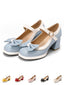 Scarpe Mary Jane con tacco grosso e fiocco