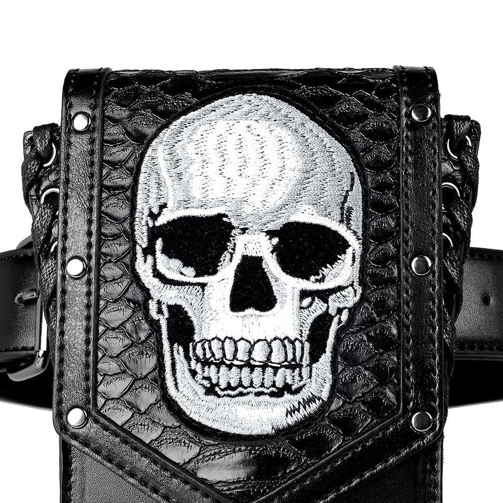 Borsa nero con teschio ricamato di Halloween