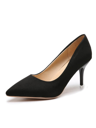 Décolleté in pelle scamosciata tinta unita con tacco sottile nero