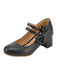 Scarpe Mary Jane con fiocco nero e tacco spesso