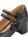 Scarpe Mary Jane con fiocco nero e tacco spesso
