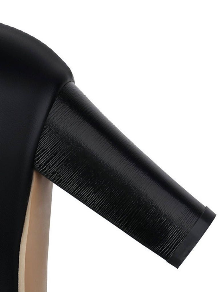 Stivali vintage con tacco alto e fibbia in pelliccia sintetica