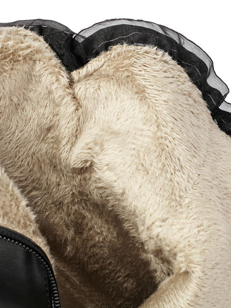 Stivaletti con tacco grosso e rifiniture in pizzo in pelle PU