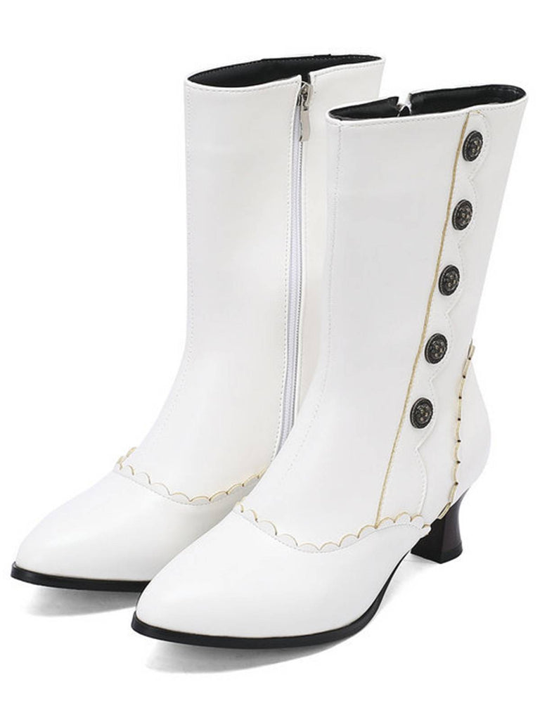 Stivali in pelle scamosciata con bottoni a metà polpaccio