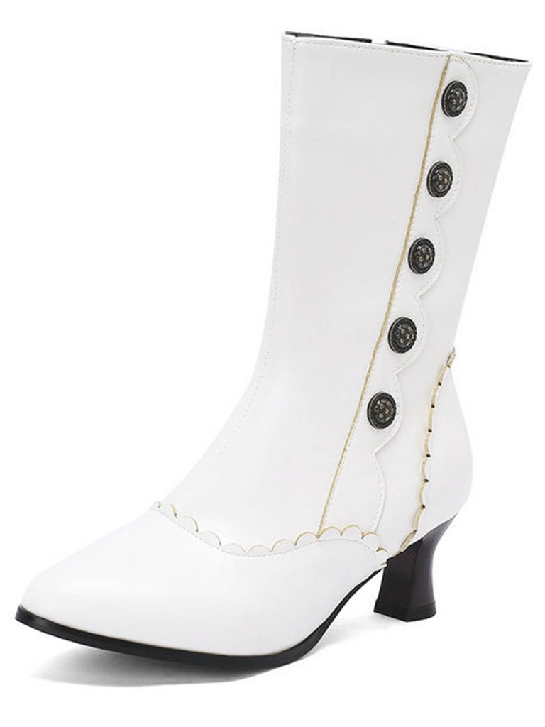 Stivali in pelle scamosciata con bottoni a metà polpaccio