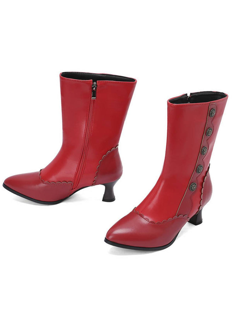 Stivali in pelle scamosciata con bottoni a metà polpaccio