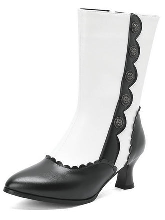 Stivali in pelle scamosciata con bottoni a metà polpaccio