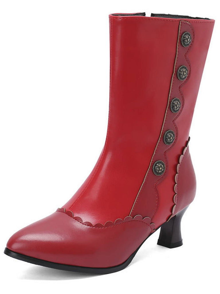 Stivali in pelle scamosciata con bottoni a metà polpaccio