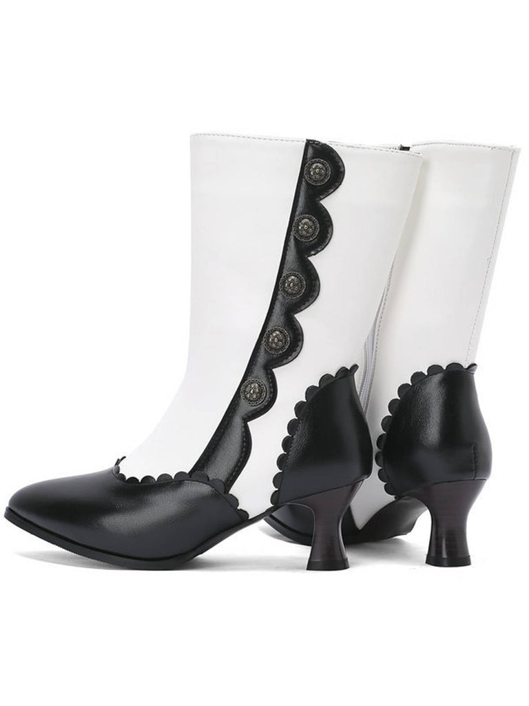 Stivali in pelle scamosciata con bottoni a metà polpaccio