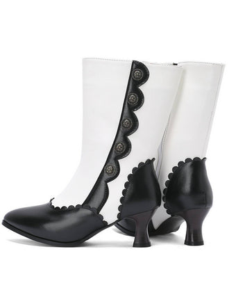 Stivali in pelle scamosciata con bottoni a metà polpaccio