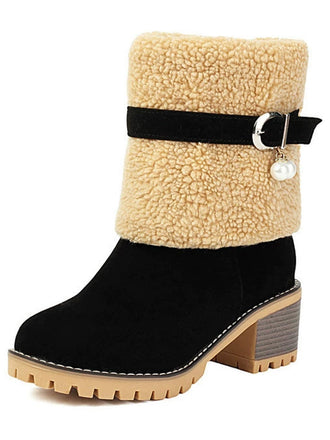 Stivali a metà polpaccio in pile di velluto perlato vintage