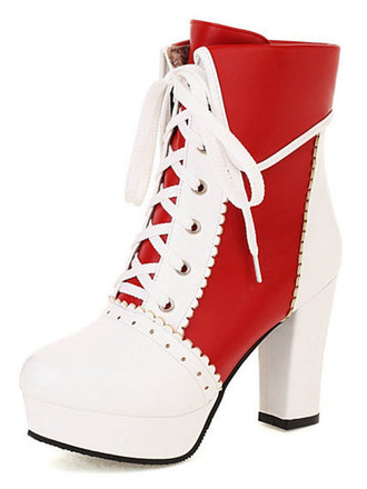 Stivali Martin in pelle vintage con lacci e motivo color block