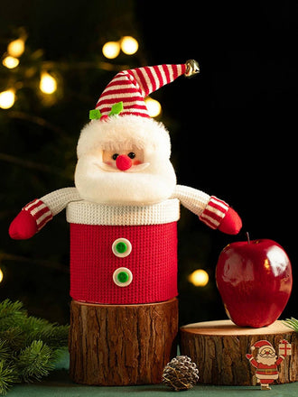 Scatola regalo di peluche a maglia con motivo a cartoni di Buon Natale