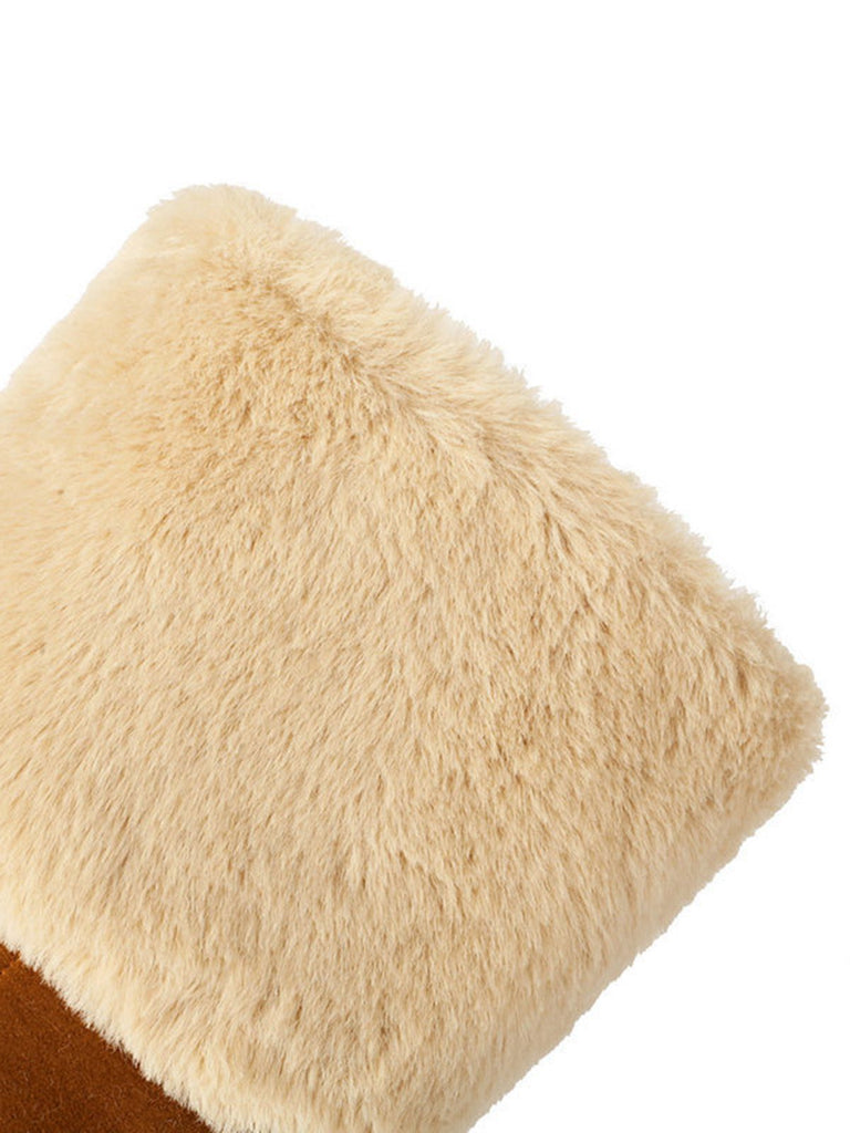 Stivali in pelle scamosciata con contrasto e peluche