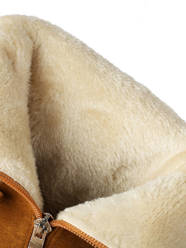 Stivali in pelle scamosciata con contrasto e peluche