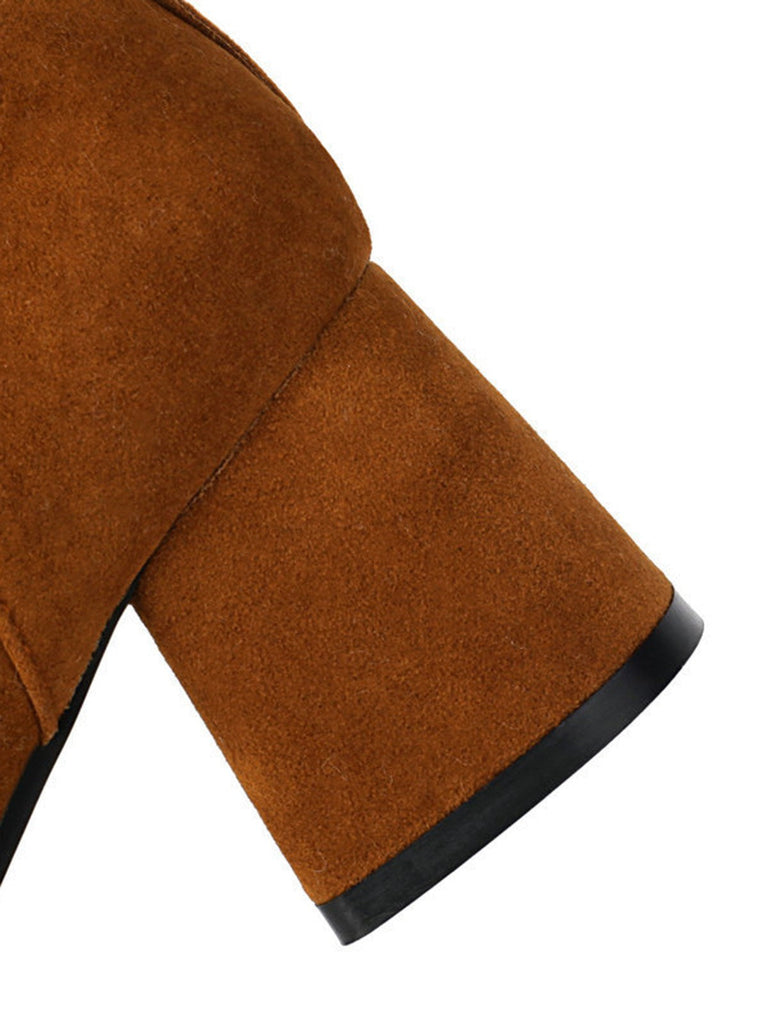 Stivali in pelle scamosciata con contrasto e peluche