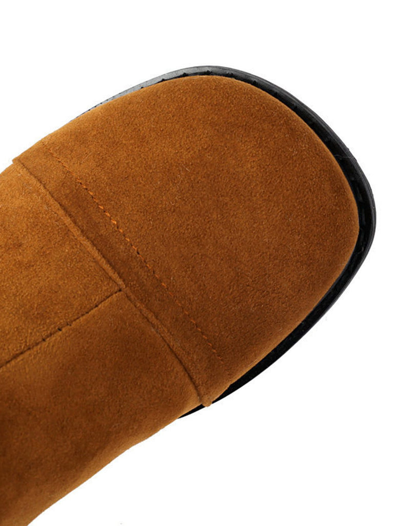 Stivali in pelle scamosciata con contrasto e peluche