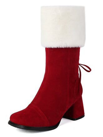 Stivali in pelle scamosciata con contrasto e peluche