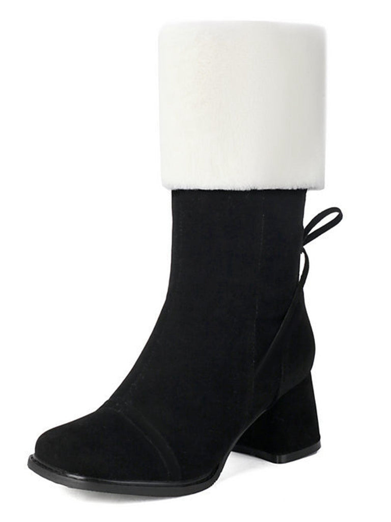 Stivali in pelle scamosciata con contrasto e peluche