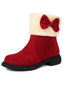 Stivaletti invernali con punta tonda e fiocco in peluche